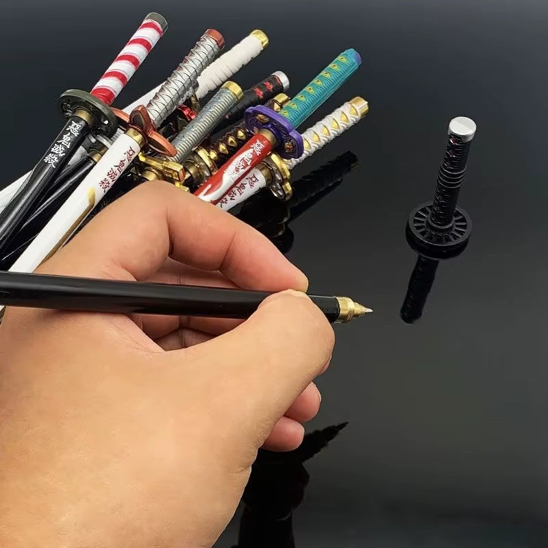 Demon Slayer Nichirin Blade Gel Pens Metal Signature Pen Anime 0.5Mm Black Stationery School Office Supplies Writing Gift