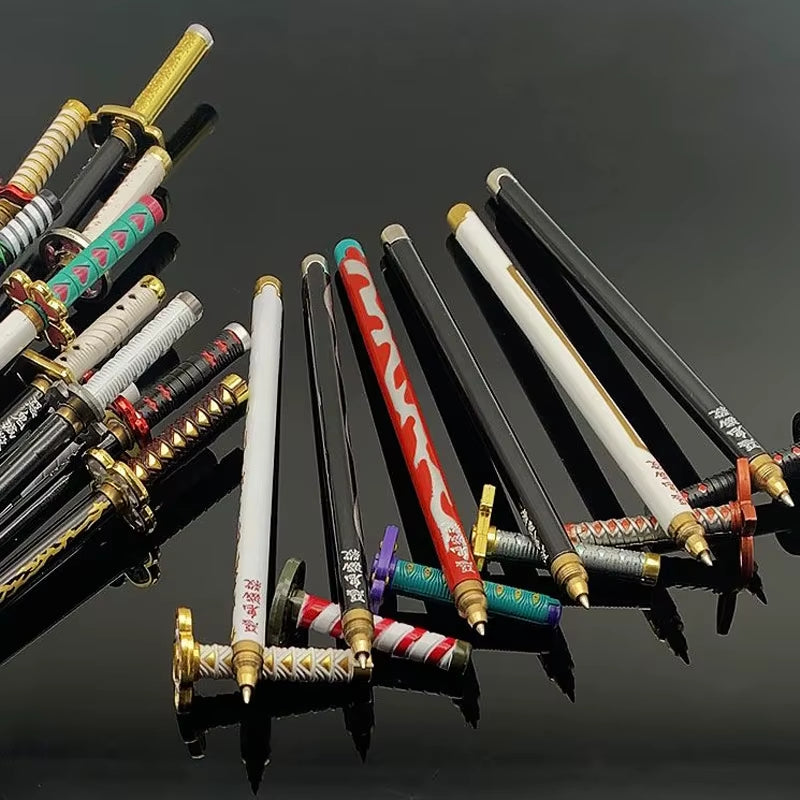 Demon Slayer Nichirin Blade Gel Pens Metal Signature Pen Anime 0.5Mm Black Stationery School Office Supplies Writing Gift
